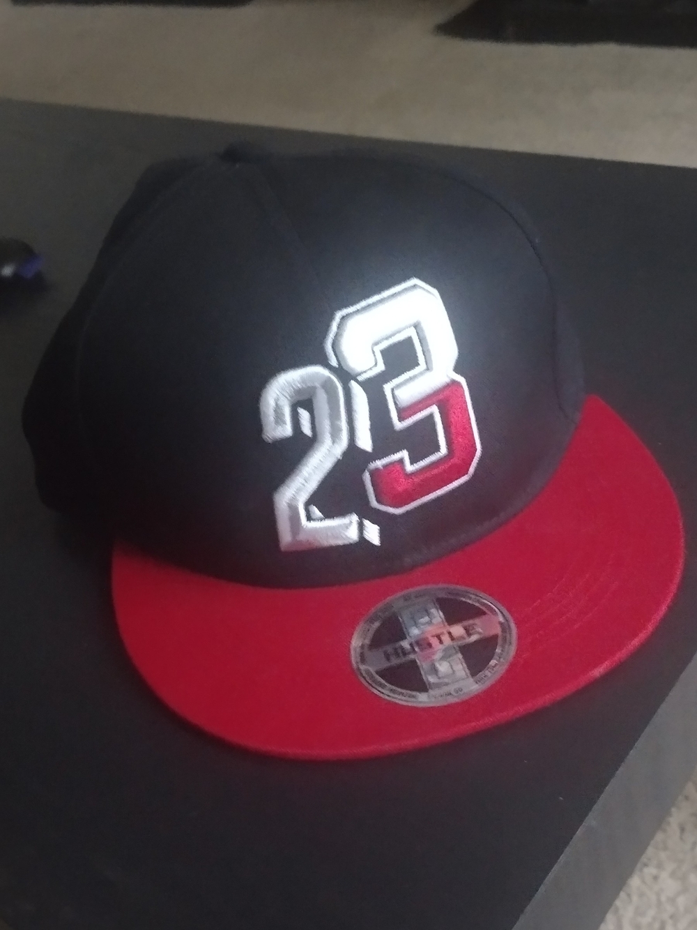 Black & Red 23 Embroidered Snapback Hat $8